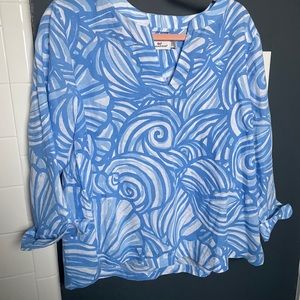 Vineyard Vines Linen Blue Ocean Tunic Large